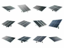 AI generated solar panel collection isolated on white background. photo