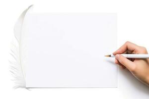 ai generado documento mano blanco negocio diseño escribir mensaje papel blanco educación mesa Nota foto