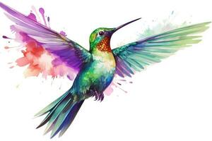 ai generado dibujo ala colibrí fauna ilustración zumbador Arte animal azul salvaje verde foto