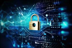 AI Generated System secure password privacy lock cyber code padlock computer concept network web photo