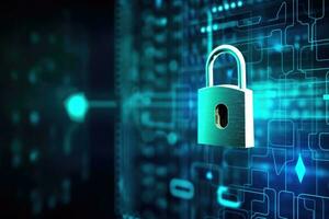 AI Generated Lock safety key digital network cyber protect safe concept system background abstract photo