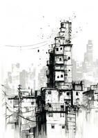 ai generado dibujo ilustración bosquejo concepto torre antecedentes diseño construcción calle gráfico foto