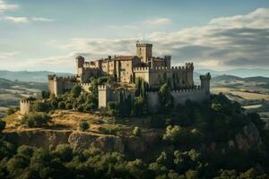 ai generado antiguo historia Europa antiguo histórico cielo arquitectura punto de referencia palacio paisaje castillo foto