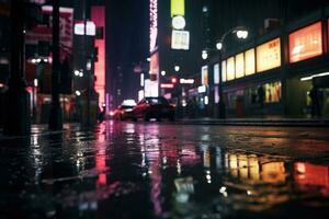 AI Generated America light business manhattan wet broadway dark building downtown rain night usa photo