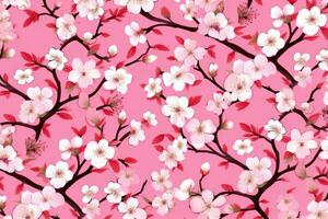 AI Generated Texture blooming petal decorative background tree blossom ornament seamless spring photo