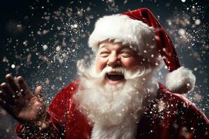 AI Generated Santa man december santa seasonal tradition claus senior merry new portrait snow photo