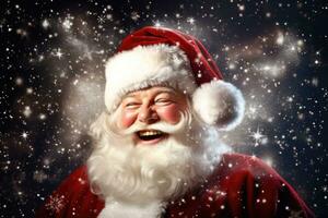 AI Generated Christmas male men year santa celebration xmas snow claus eve portrait new claus merry photo