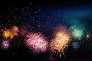 AI Generated New light colors fireworks background happy party fourth night holiday festival photo