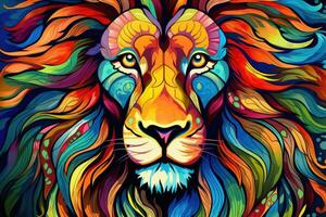 AI Generated Face abstract illustration art nature king design predator africa graphic lion wildlife photo