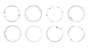 Star circle frame set. Wreath round vector