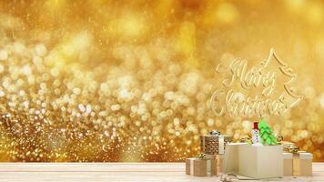 The Gold text and gift box for Christmas or Holiday concept 3d rendering photo