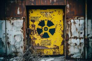 AI Generated Grunge design door broken radiation rusty texture wall entrance retro dirty industrial photo