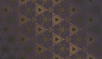 Geometric abstract textured kaleidoscope triangle pattern in gloomy mood, suitable for Halloween. Ornament in dark purple, black and gold for wrapping paper, wallpaper background, package design. vector