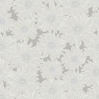 Floral seamless pattern of light grey chamomile flowers with white outline on grey background. Decorative print for wallpaper, wrapping, textile, fashion fabric or other printable covers. vector