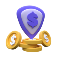 unique 3d rendering money protection icon simple.Realistic vector illustration png