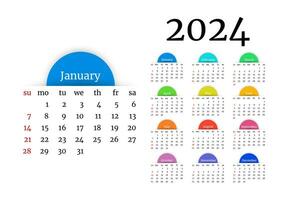 Calendar for 2024 isolated on a white background vector