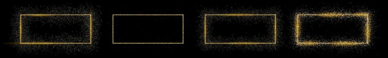 Golden rectangle frame with glitter vector