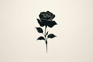 AI Generated Rose drawing beauty symbol element art floral decorative love plant black background photo