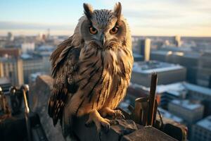 AI Generated Animal beak predator nature night feather closeup owl hunter wild wildlife prey eye photo