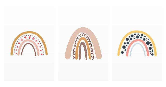 Cute boho rainbow elements. Decorative element of neutral, pastel colors for nursery design. Boho rainbow design element vector