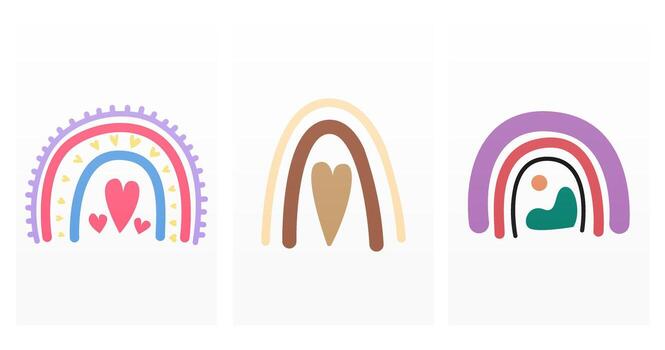 linda boho arco iris elementos. decorativo elemento de neutral, pastel colores para guardería diseño. boho arco iris diseño elemento vector