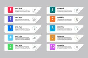 Vector Infographic design business template with icons and 10 options or steps. square design or diagram