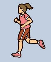 A Girl Running Action Cartoon Vector