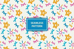 colorful seamless pattern background. Creative abstract style art background for children. Trendy texture design with basic shapes. Simple childish doodle wallpaper print. vector