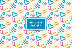 colorful seamless pattern background. Creative abstract style art background for children. Trendy texture design with basic shapes. Simple childish doodle wallpaper print. vector