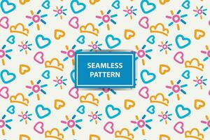 colorful seamless pattern background. Creative abstract style art background for children. Trendy texture design with basic shapes. Simple childish doodle wallpaper print. vector