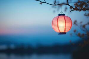 AI Generated Light decorative asia chinese asian oriental new lantern religion lamp paper celebrate photo