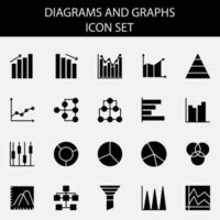 Bar graph chart solid icon set vector