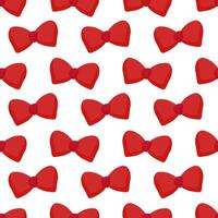 Seamless pattern with red bow ties on white background. Stylish classic accessory. Vector flat illustration.