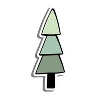 Christmas Tree on white silhouette and gray shadow. Vector illustration for decoration or any design.