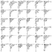 Vector illustration of decorative corner frame set. Hand Draw of Corners Different Shapes Flower Decoration Vector Design Doodle Sketch Style for Wedding and Banner.