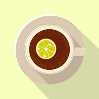 Cup of tea with lemon. Flat design. Vector illustration