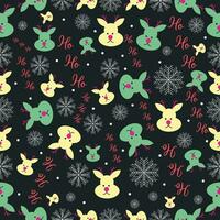 Christmas ho ho pattern background with deer head. vector