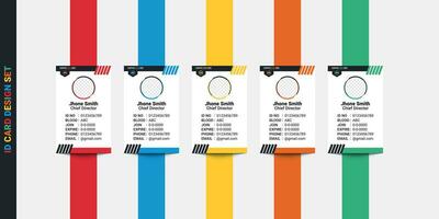 Corporate vertical single id card template. Modern and creative vertical single id card with blue, red, yellow, orange And green color. vector
