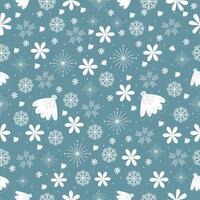 Christmas background pattern with snow flakes, flowers and more ornaments. vector