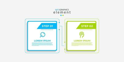 diseño moderno de plantillas infográficas de negocios con 2 pasos u opciones. diseño genial para diagrama de proceso, presentaciones, diseño de flujo de trabajo, banner, diagrama de flujo, información de pared.eps10 vector