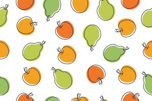 Simple seamless pattern with fruits. Vector illustration with apple and pear. Vector