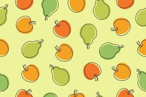 Simple seamless pattern with fruits. Vector illustration with apple and pear. Vector