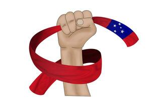 3D Flag on ribbon in hand photo