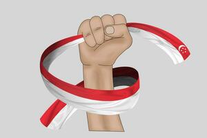 3D Flag on ribbon in hand photo