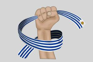 3D Flag on ribbon in hand photo