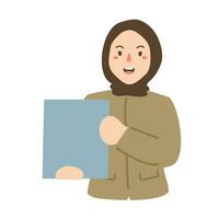 young worker holding blank canvas in uniform vector