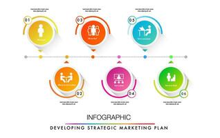 Infographic template for business 6 step option modern design planning vector