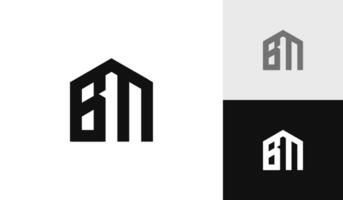 letra bm con casa forma logo diseño vector