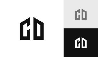 Letter CD with house shape logo design vector