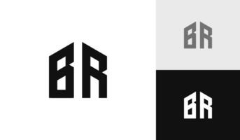 Letter BR with house shape logo design vector